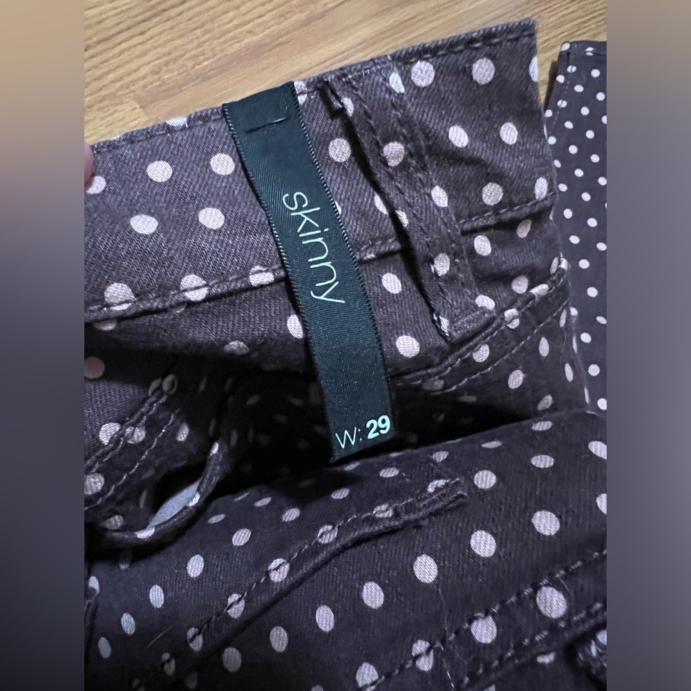 NWT ELSE (MACY'S) WOMEN'S PINK POLKA DOT SKINNY ANKLE JEANS SZ 29 - Picture 6 of 7